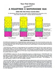 1984 Roadtrek Full Line Brochure page 5