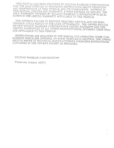 1990 Holiday Rambler Aluma Lite XL Owner Manual Owner's Manual page 2
