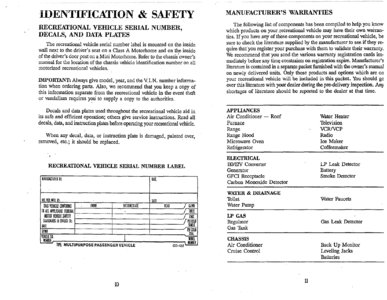 1996 Thor Hurricane Owner's Manual Brochure page 9