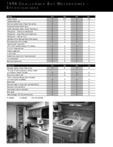 1998 Thor Challenger Floor Plans Specifications Brochure page 4