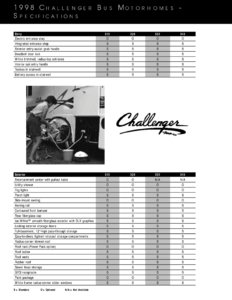 1998 Thor Challenger Floor Plans Specifications Brochure page 6