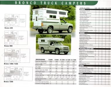 2001 Palomino Truck Campers Brochure page 2