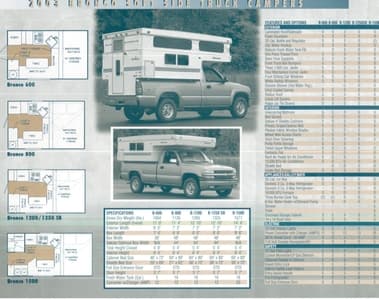 2003 Palomino Truck Campers Brochure page 2
