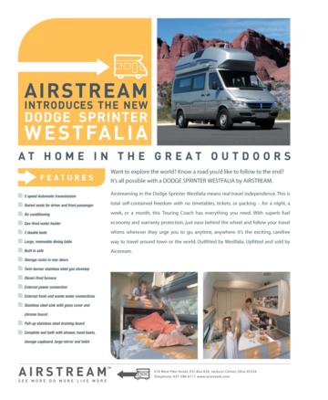 2006 Airstream Dodge Sprinter Westfalia Brochure