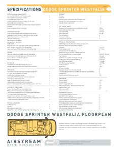 2006 Airstream Dodge Sprinter Westfalia Brochure page 2