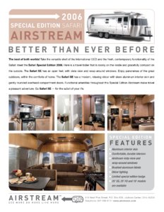 2006 Airstream Safari Special Edition Brochure page 1