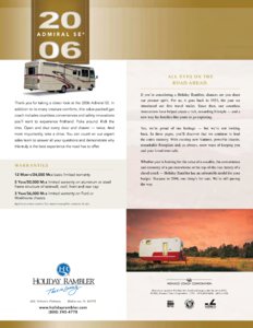 2006 Holiday Rambler Admiral SE Brochure page 20