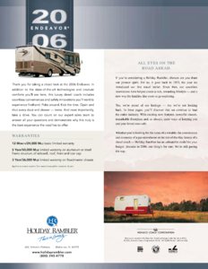 2006 Holiday Rambler Endeavor Brochure page 20