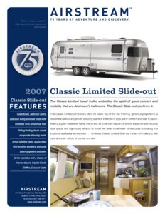 2007 Airstream Classic Limited Slide Out Brochure page 1