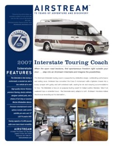 2007 Airstream Interstate Touring Coach Brochure page 1