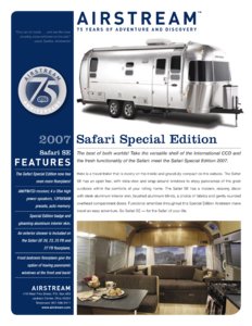 2007 Airstream Safari Special Edition Brochure page 1