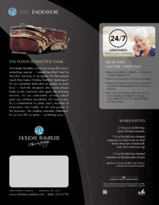 2007 Holiday Rambler Endeavor Brochure page 20