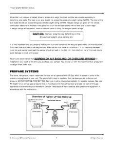 2008 ALP Adventurer Truck Campers Owner's Manual page 11