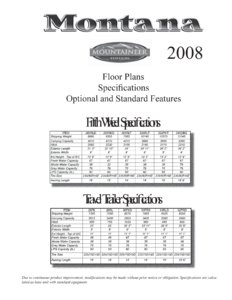 2008 Keystone RV Mountaineer Specifications Brochure page 1