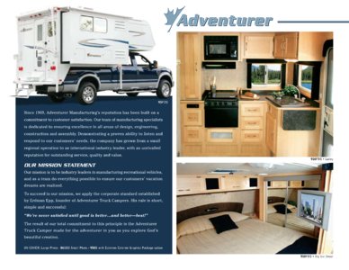 2009 ALP Adventurer Truck Campers Brochure page 2