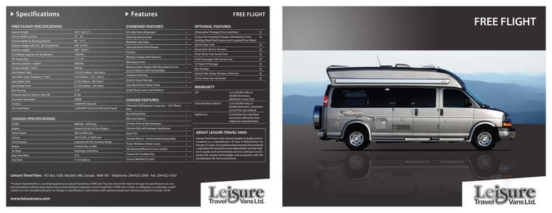 2009 Leisure Travel Vans Free Flight Brochure page 1