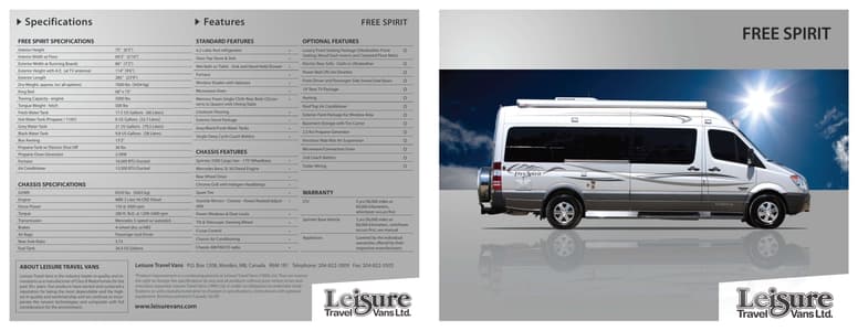 2009 Leisure Travel Vans Free Spirit Brochure page 1