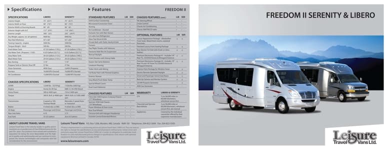 2009 Leisure Travel Vans Serenity Libero Brochure page 1