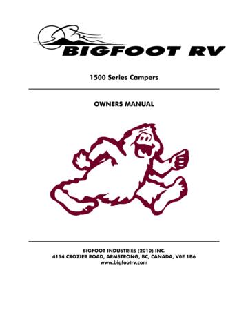 2011 Bigfoot 1500 Series Campers Owner's Manual