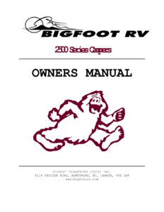 2011 Bigfoot 2500 Series Campers Owner's Manual page 1