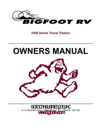 2011 Bigfoot 2500 Series Travel Trailers Owner's Manual
