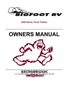 2011 Bigfoot 2500 Series Travel Trailers Owner's Manual page 1