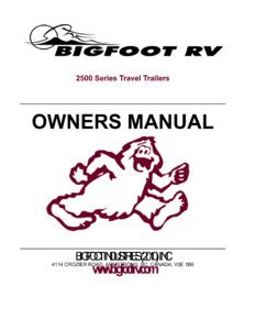 2011 Bigfoot 2500 Series Travel Trailers Owner's Manual page 2