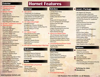 2011 Keystone RV Hornet Platinum Hideout Eastern Edition Brochure page 5