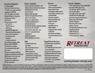 2011 Keystone RV Retreat Brochure page 8