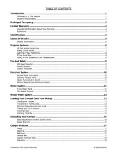 2012 ALP Adventurer Eagle Cap Truck Campers Owner's Manual page 2