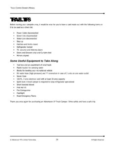2012 ALP Adventurer Eagle Cap Truck Campers Owner's Manual page 32