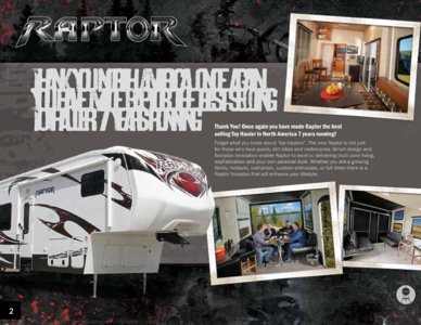 2012 Keystone RV Raptor Brochure page 2