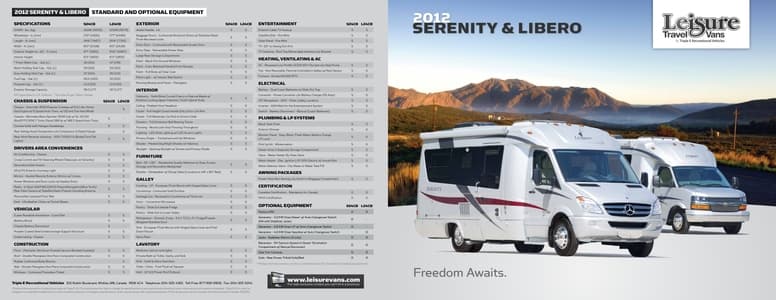 2012 Leisure Travel Vans Serenity Libero Brochure page 1