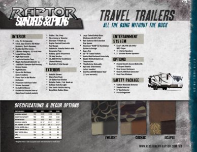 2013 Keystone RV Raptor Brochure page 23