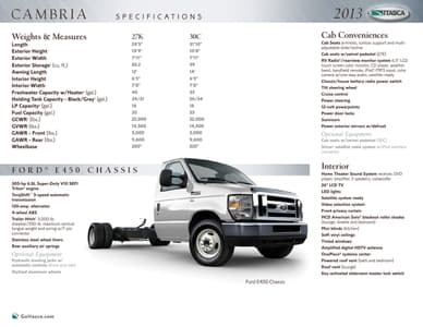 2013 Winnebago Cambria Brochure page 20