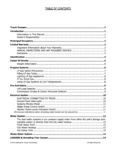 2015 ALP Truck Campers Owner's Manual page 2