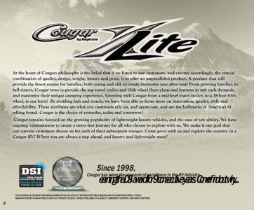 2016 Keystone RV Cougar X Lite Brochure page 2
