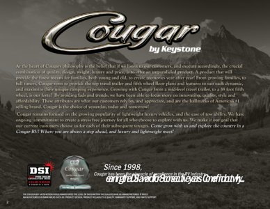 2016 Keystone RV Cougar Brochure page 2