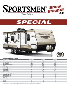 2016 KZ RV Sportsmen Show Stopper LE Special Brochure page 1