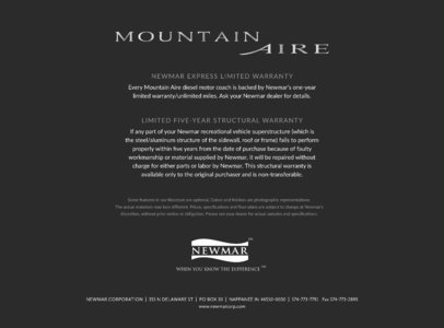 2016 Newmar Mountain Aire Brochure page 29