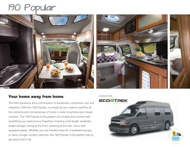 2016 Roadtrek 190 Popular Brochure page 2