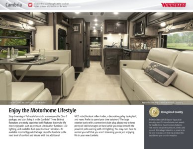 2016 Winnebago Cambria Brochure page 2