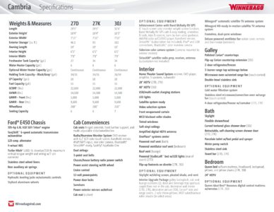 2016 Winnebago Cambria Brochure page 22