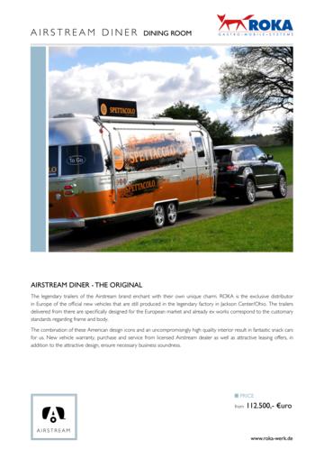 2017 Airstream Diner Dining Room Europe Brochure