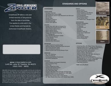 2017 Crossroads RV Zinger Z-1 Series Brochure page 8