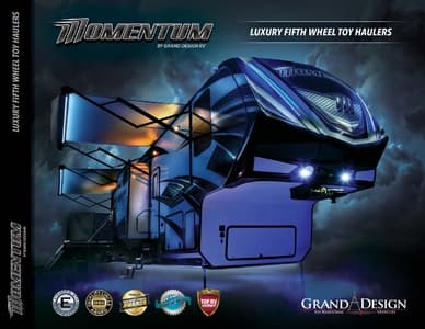 2017 Grand Design Momentum Luxury Fifth Wheels Toy Haulers Brochure page 1