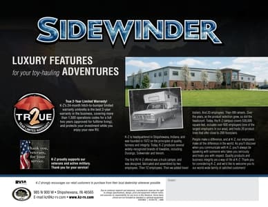 2018 KZ RV Sidewinder Brochure page 8