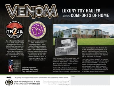 2018 KZ RV Venom Brochure page 8