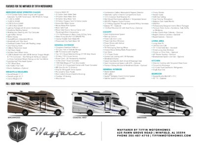 2018 Tiffin Wayfarer Floorplan Brochure page 4