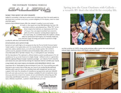 2020 Coachmen Galleria Brochure page 2